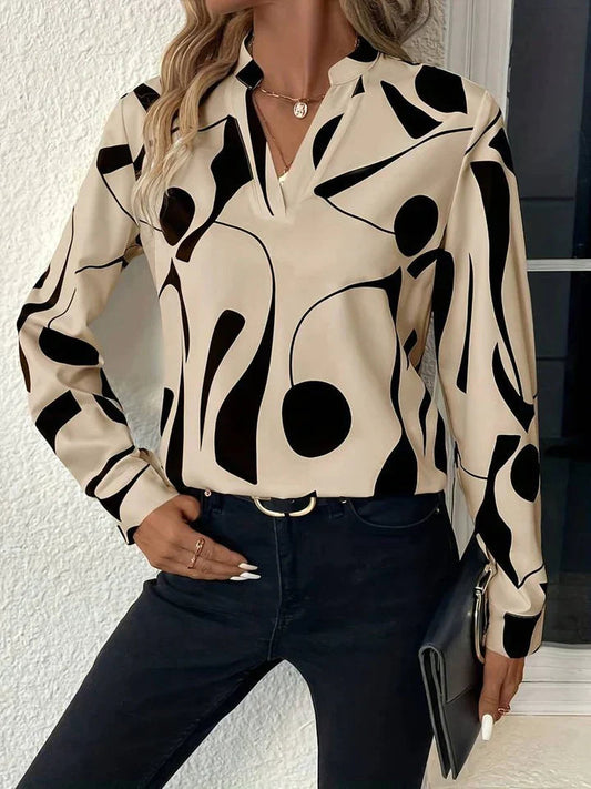Image of Margaret | Women's Long Sleeve V-Neck Blouse