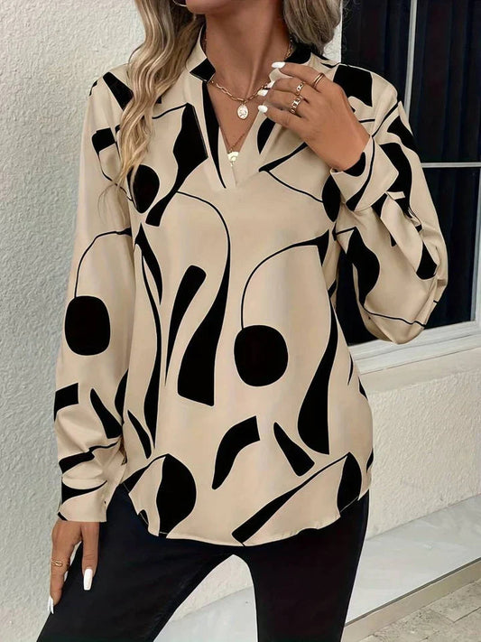 Image of Margaret | Women's Long Sleeve V-Neck Blouse