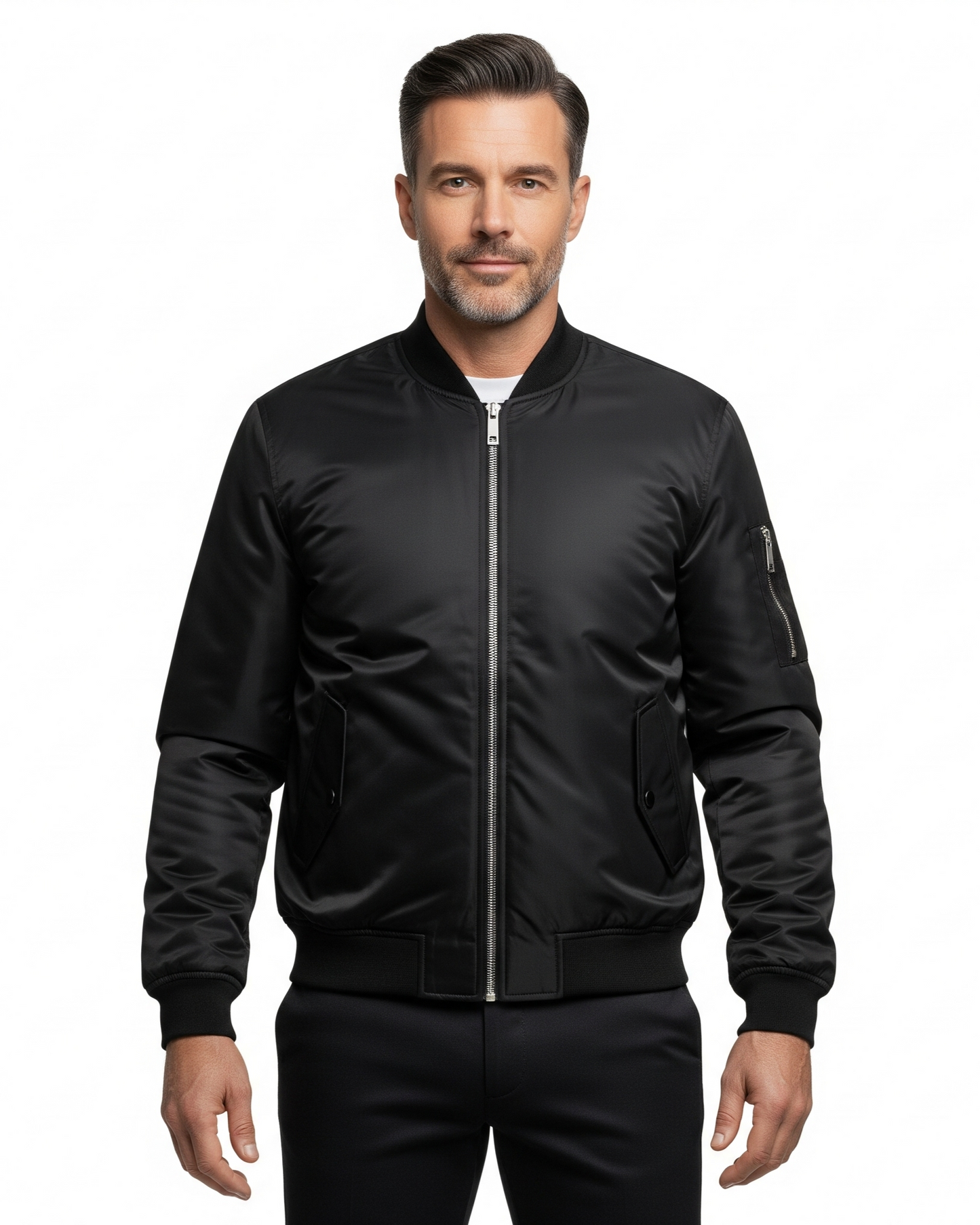 Men's Lightweight Bomber Jacket with Utility Pocket