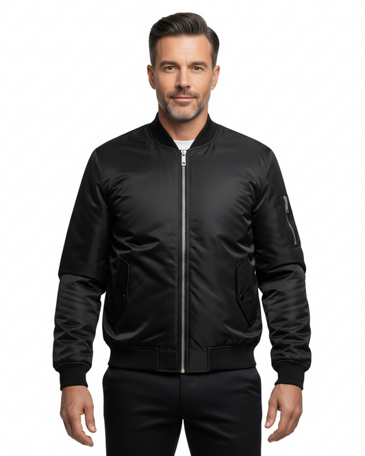 Men's Lightweight Bomber Jacket with Utility Pocket