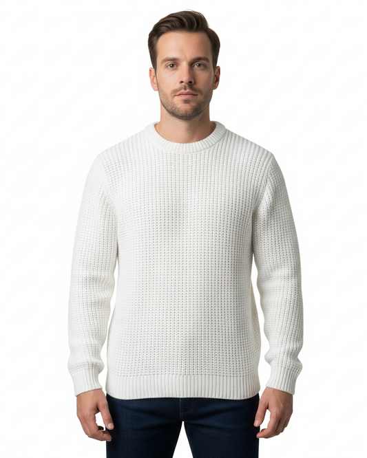 Men's Textured Crew Neck Pullover Sweater
