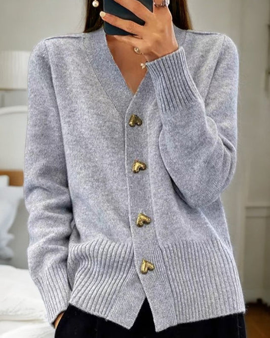Image of Michaela | Women's V-Neck Button-Front Cardigan