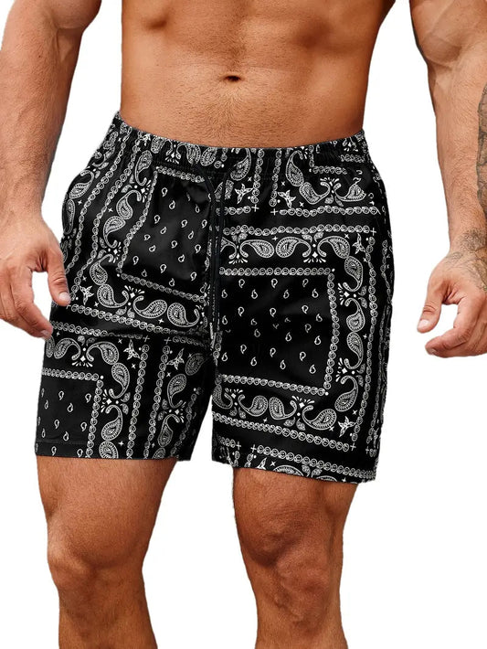 Image of Nevin | Men's Patterned Drawstring Casual Shorts