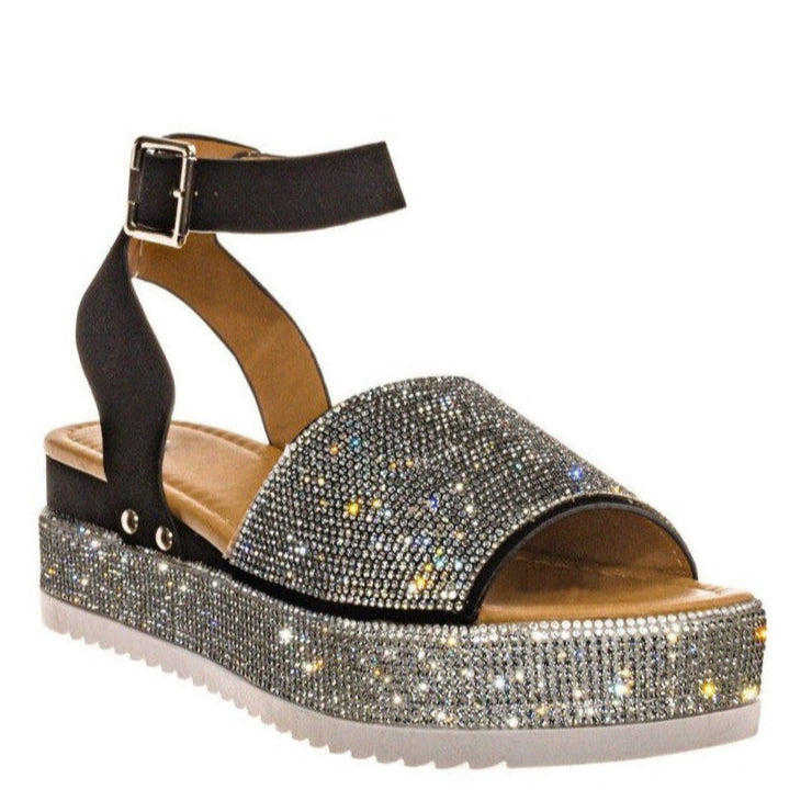 Image of Renee | Women's Rhinestone Embellished Platform Sandals