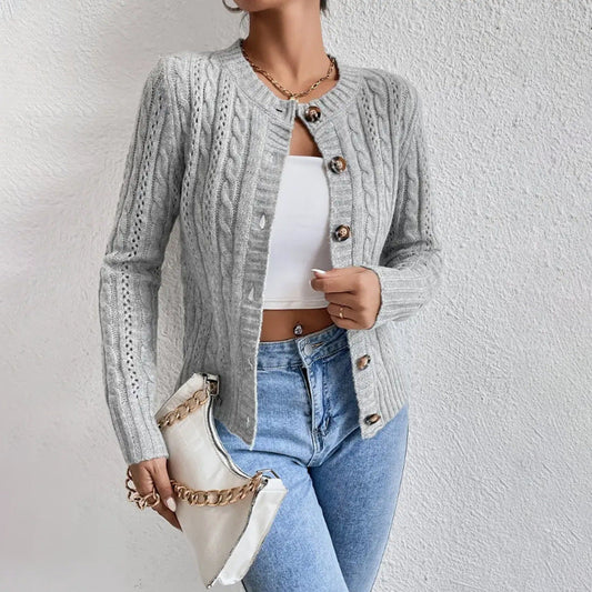 Image of Sandy | Women's Button-Down Cable Knit Cardigan