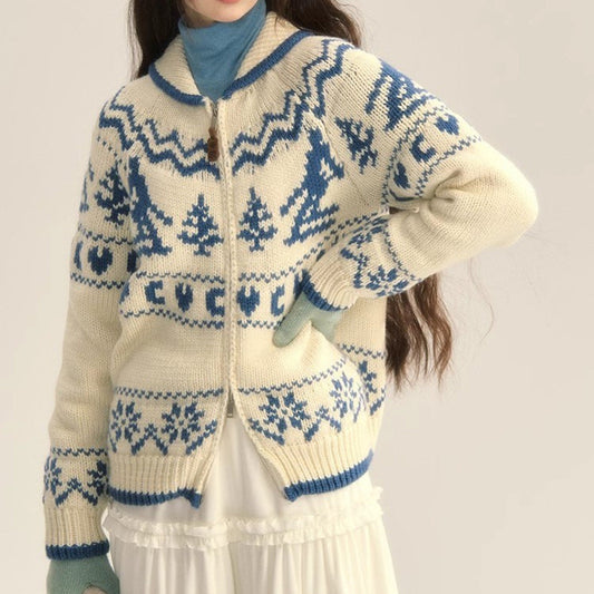 Image of Susan | Women's Zip-Up Fair Isle Cardigan