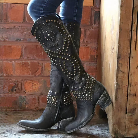 Image of Theresa | Women's Studded Knee High Boots