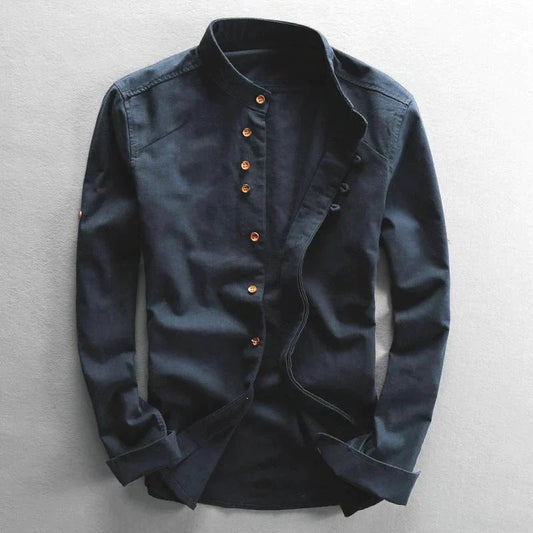 Image of Timothy | Men's Mandarin Collar Button-Down Shirt