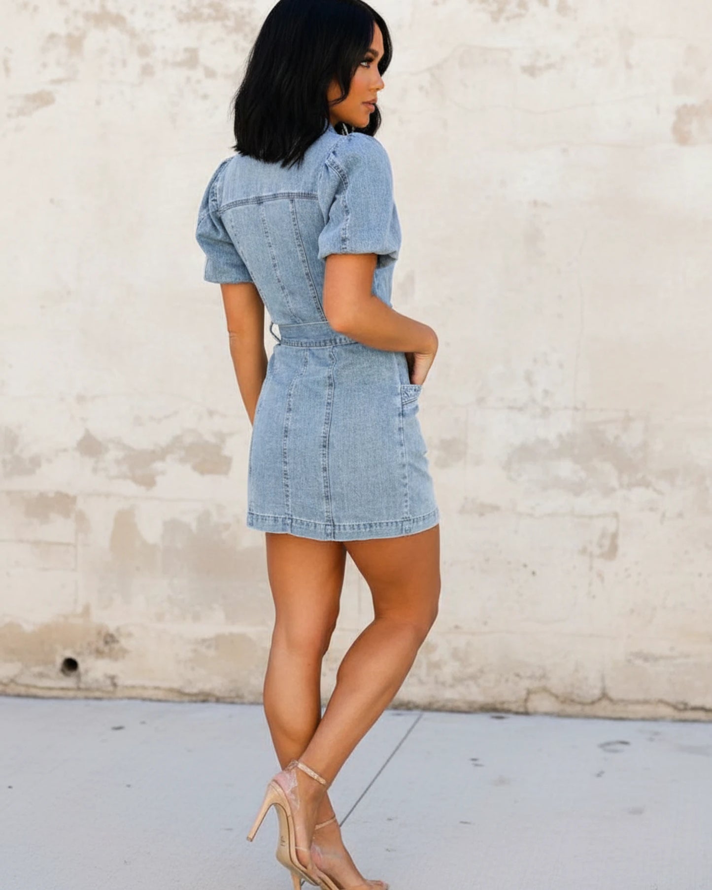 Women's Belted Shirt Mini Dress