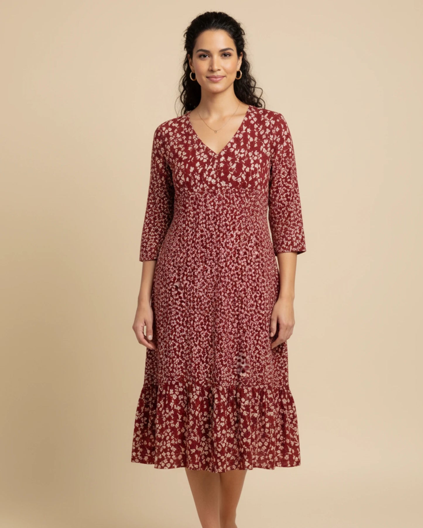 Women's Floral A-Line Midi Dress image