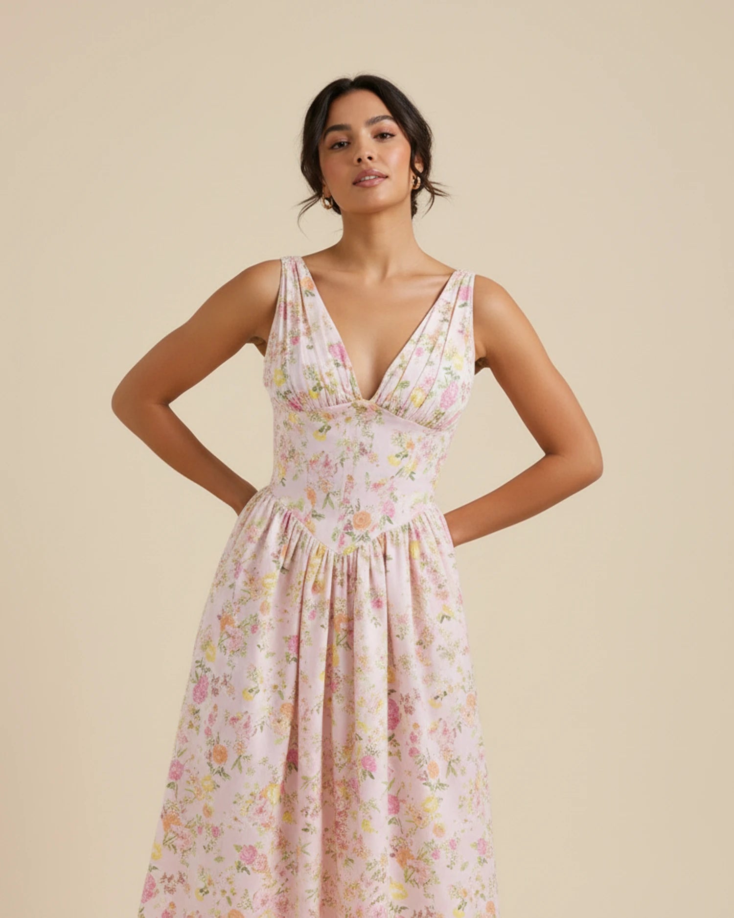 Women's Floral A-Line Midi Dress image