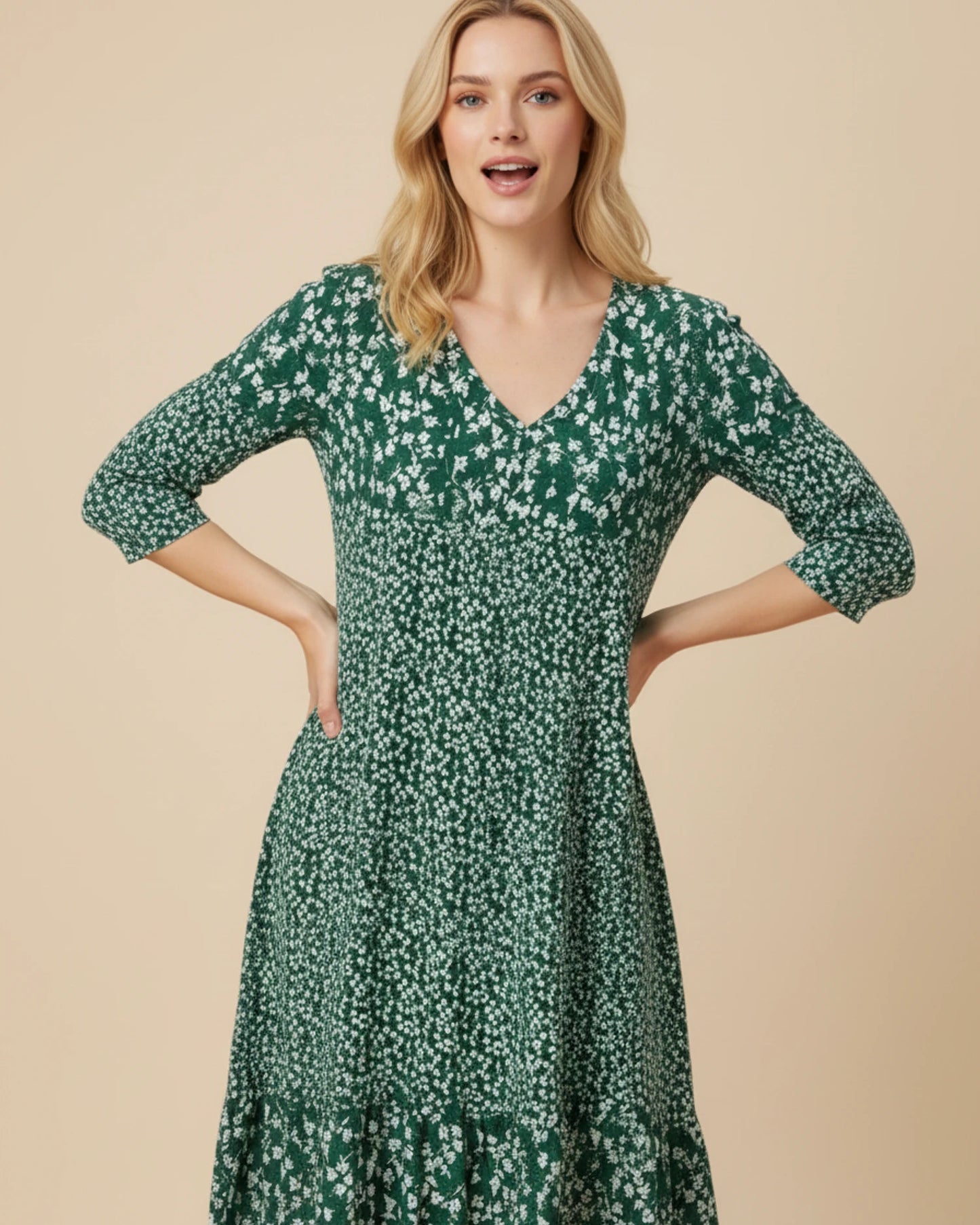 Women's Floral A-Line Midi Dress image