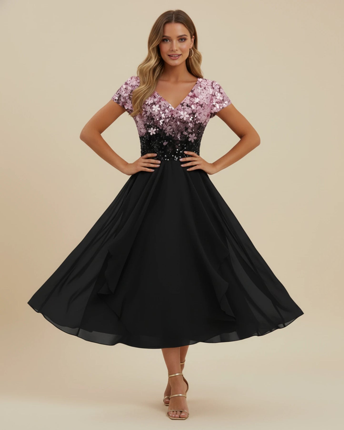 Women's Floral A-Line Midi Dress image