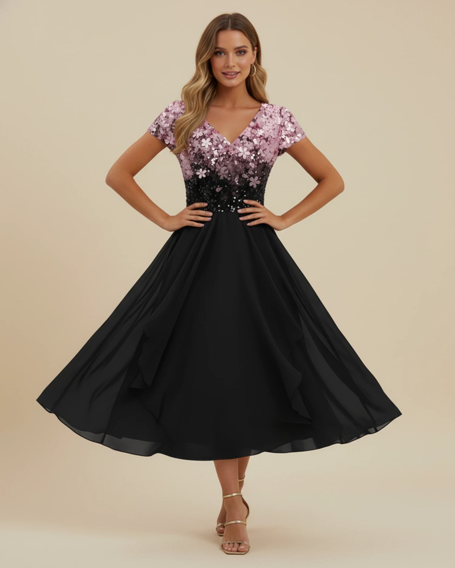 Women's Floral A-Line Midi Dress image