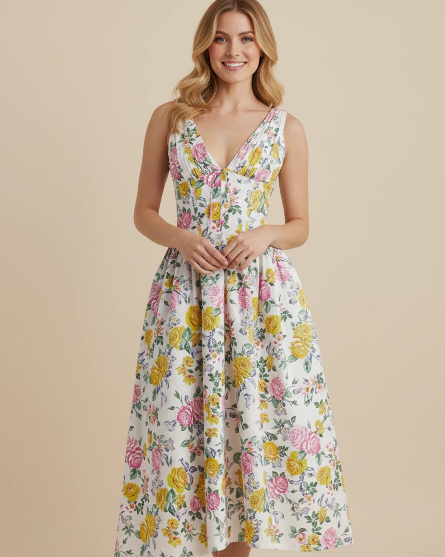 Women's Floral A-Line Midi Dress image