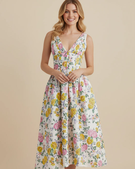 Women's Floral A-Line Midi Dress image