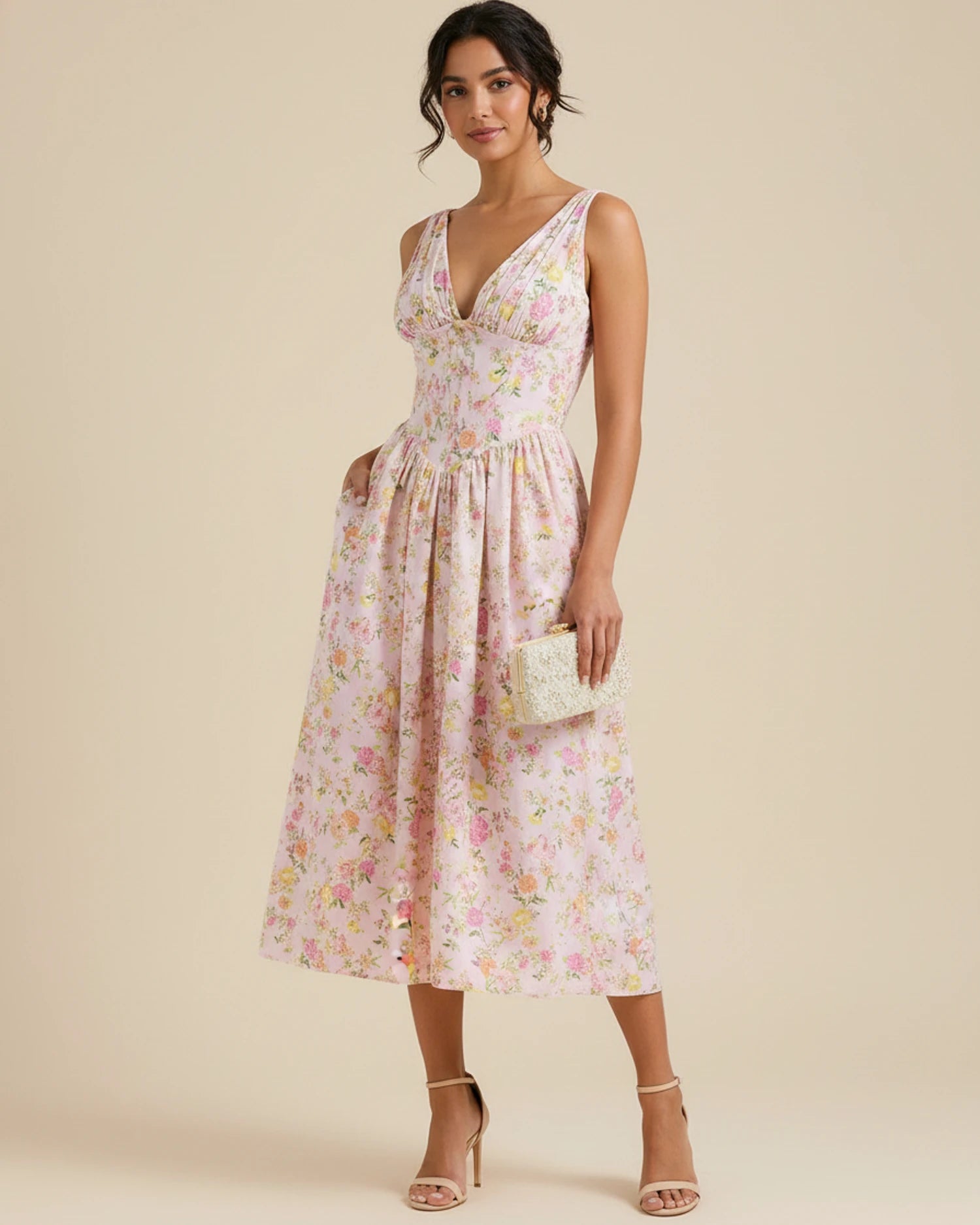 Women's Floral A-Line Midi Dress image