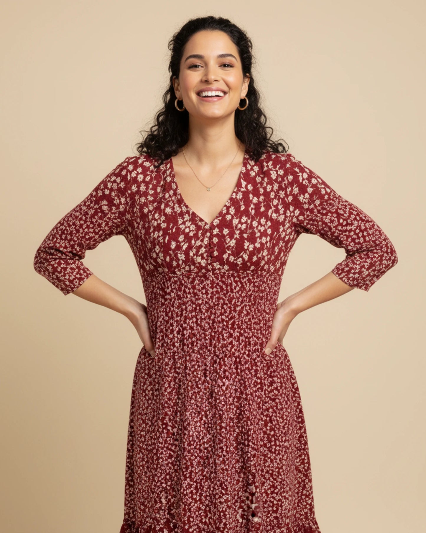 Women's Floral A-Line Midi Dress image