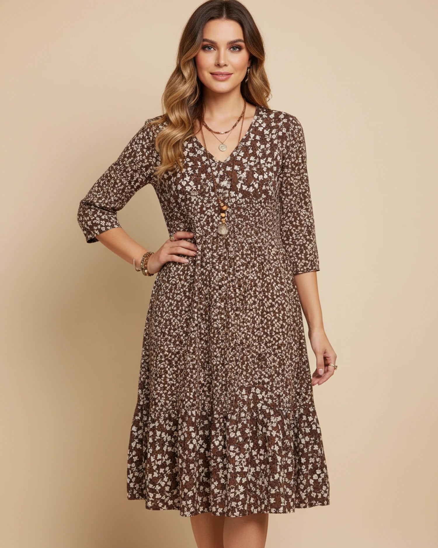 Women's Floral A-Line Midi Dress image