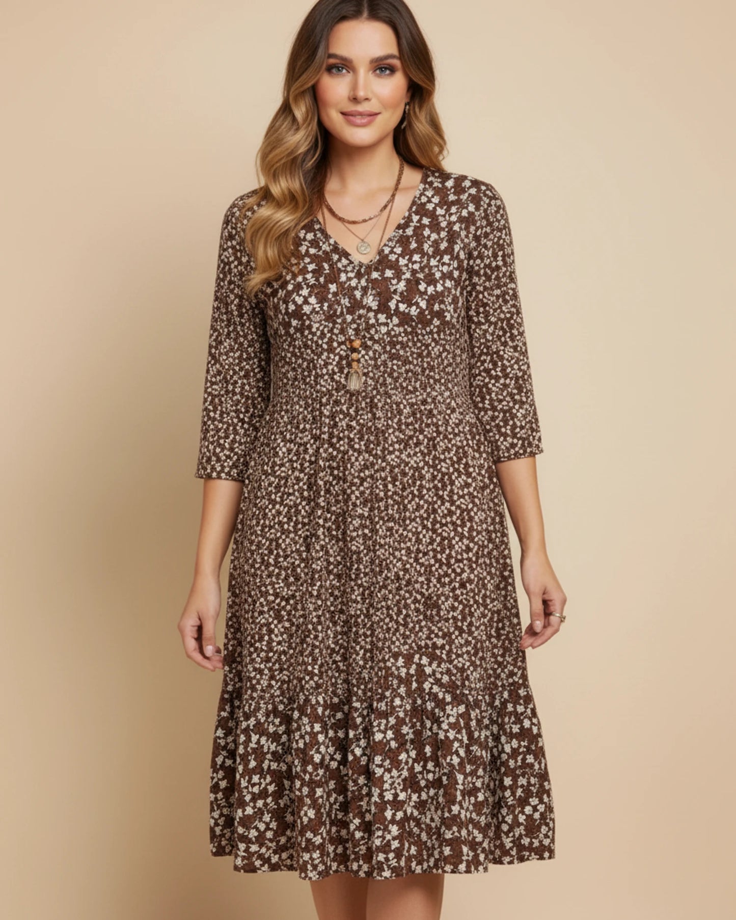 Women's Floral A-Line Midi Dress image