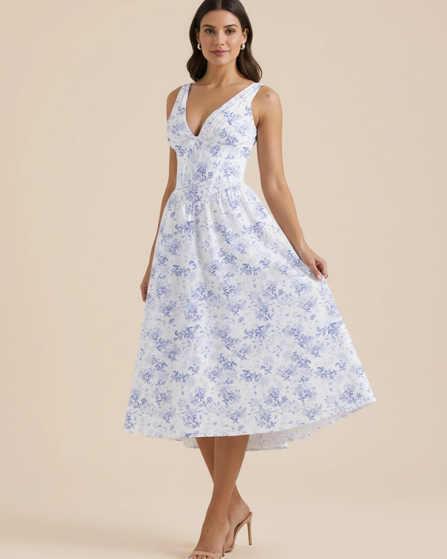 Women's Floral A-Line Midi Dress image