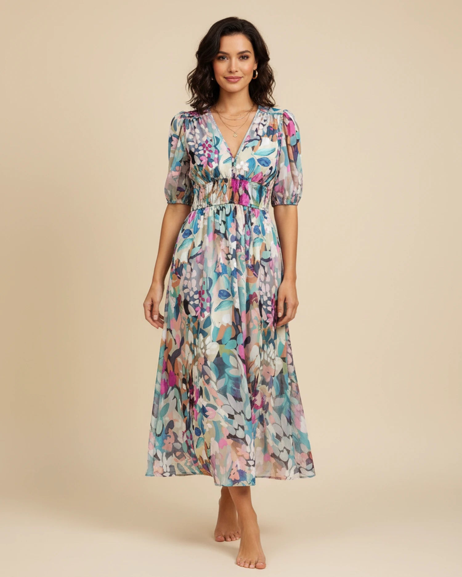 Women's Floral A-Line Midi Dress image