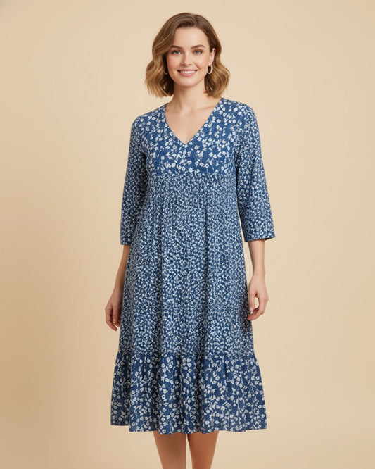 Women's Floral A-Line Midi Dress image