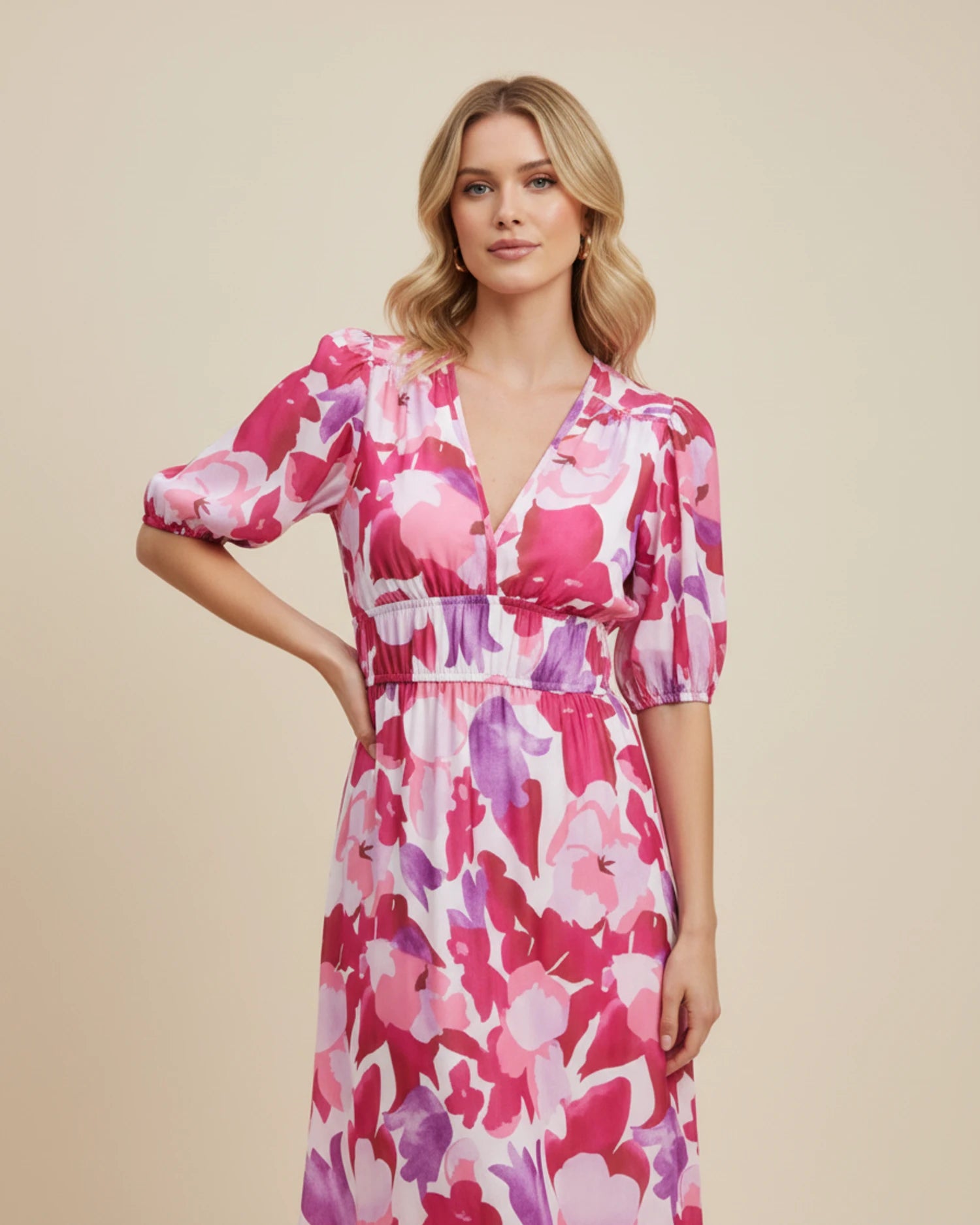 Women's Floral A-Line Midi Dress image