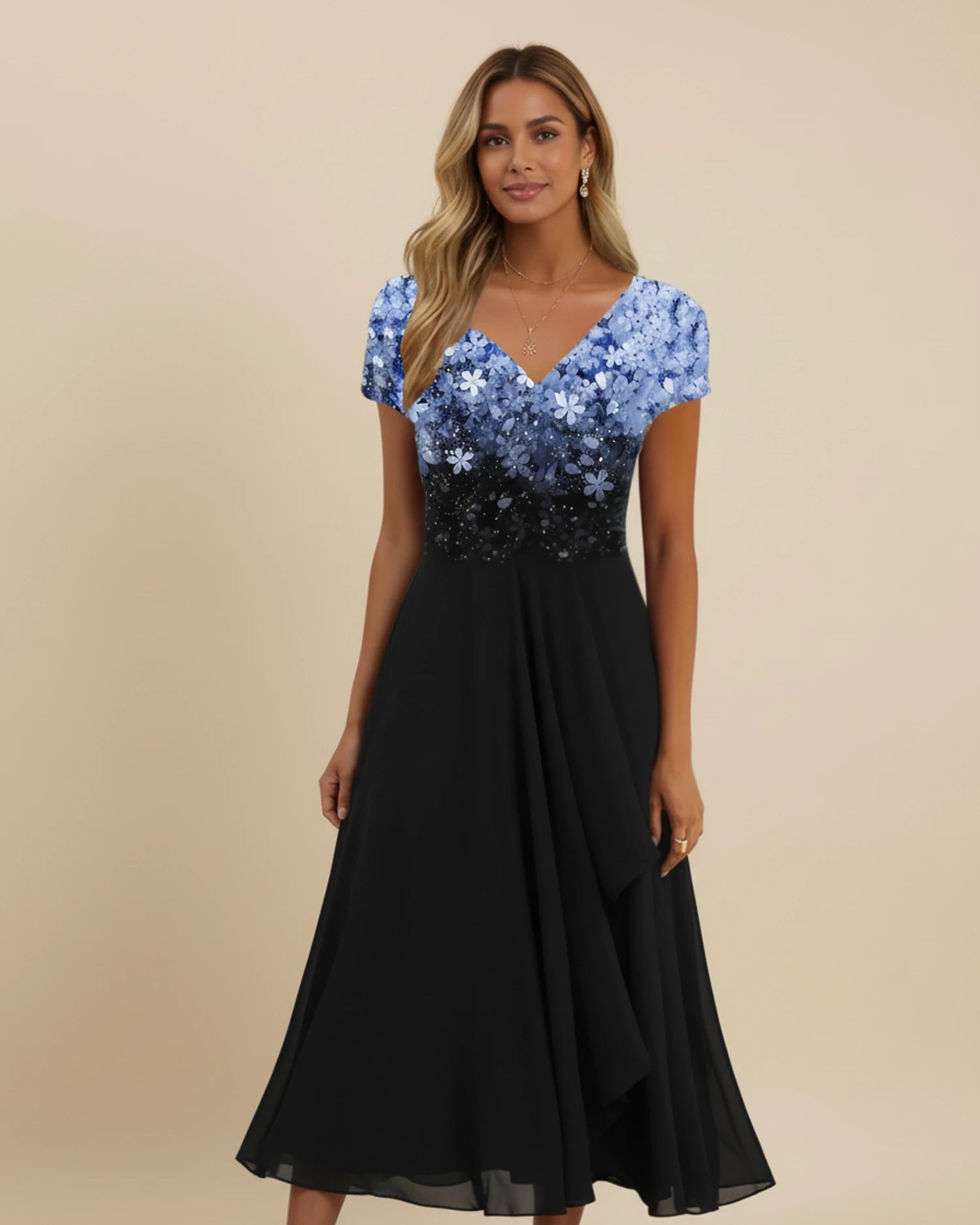 Women's Floral A-Line Midi Dress image