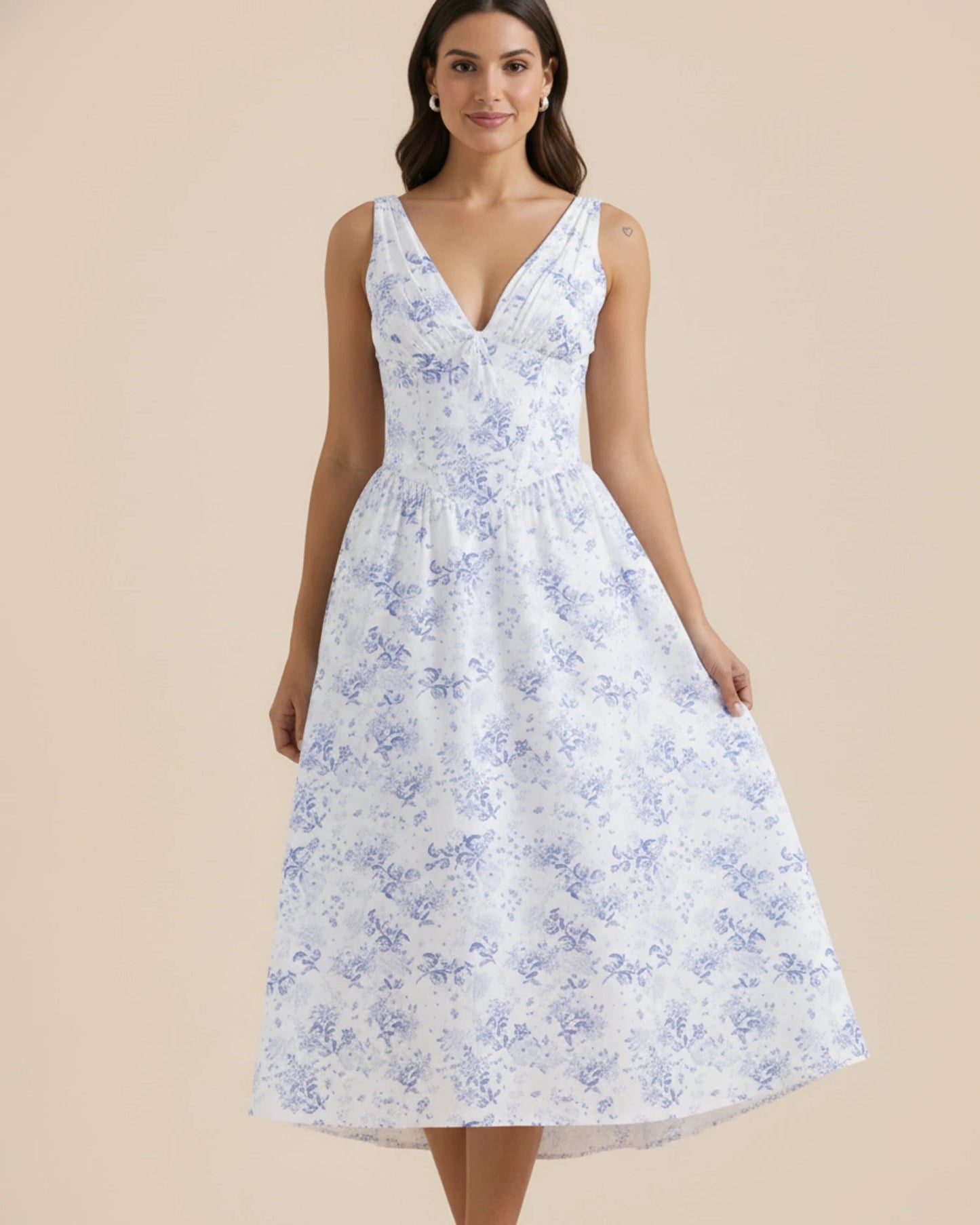 Women's Floral A-Line Midi Dress image