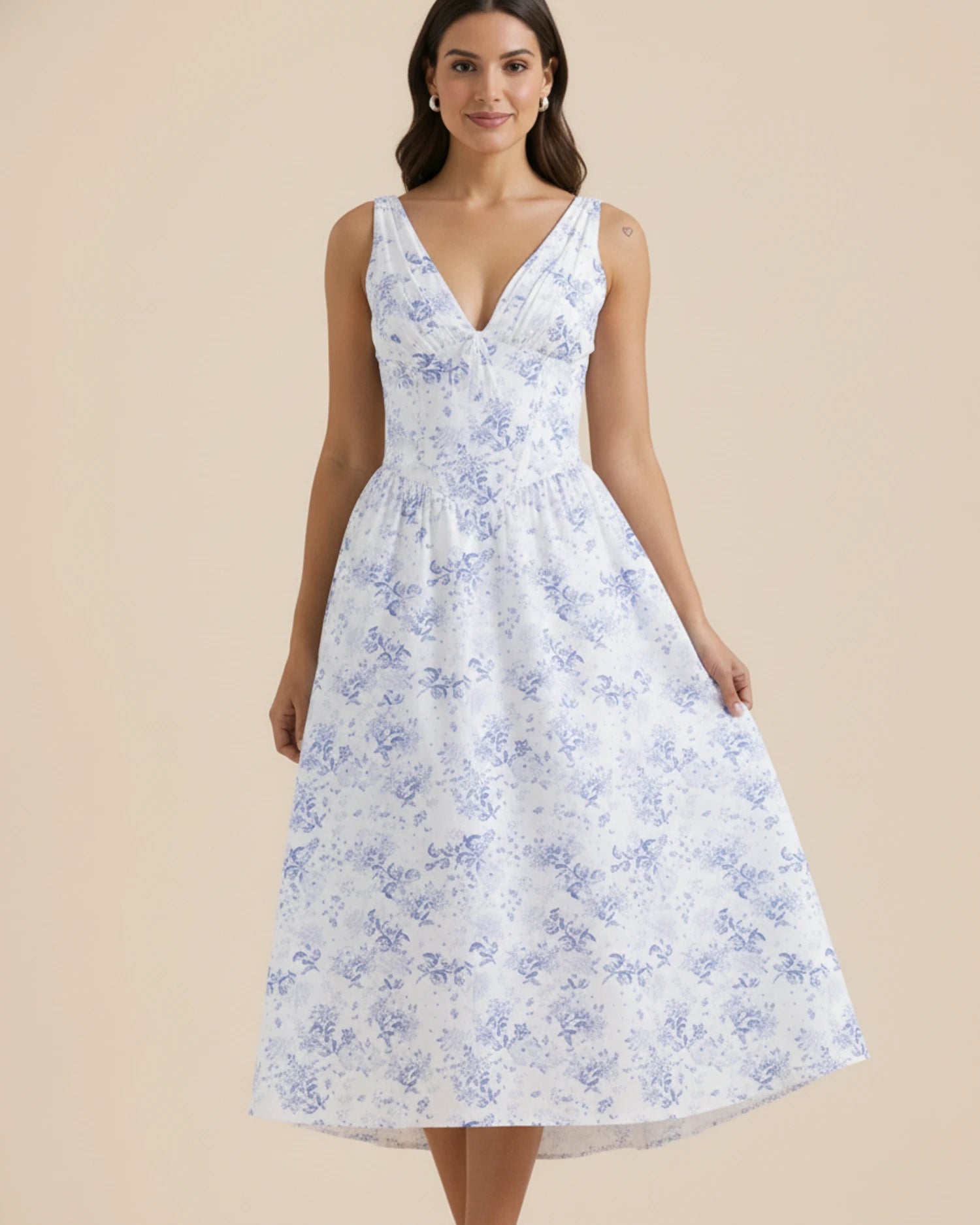 Women's Floral A-Line Midi Dress image