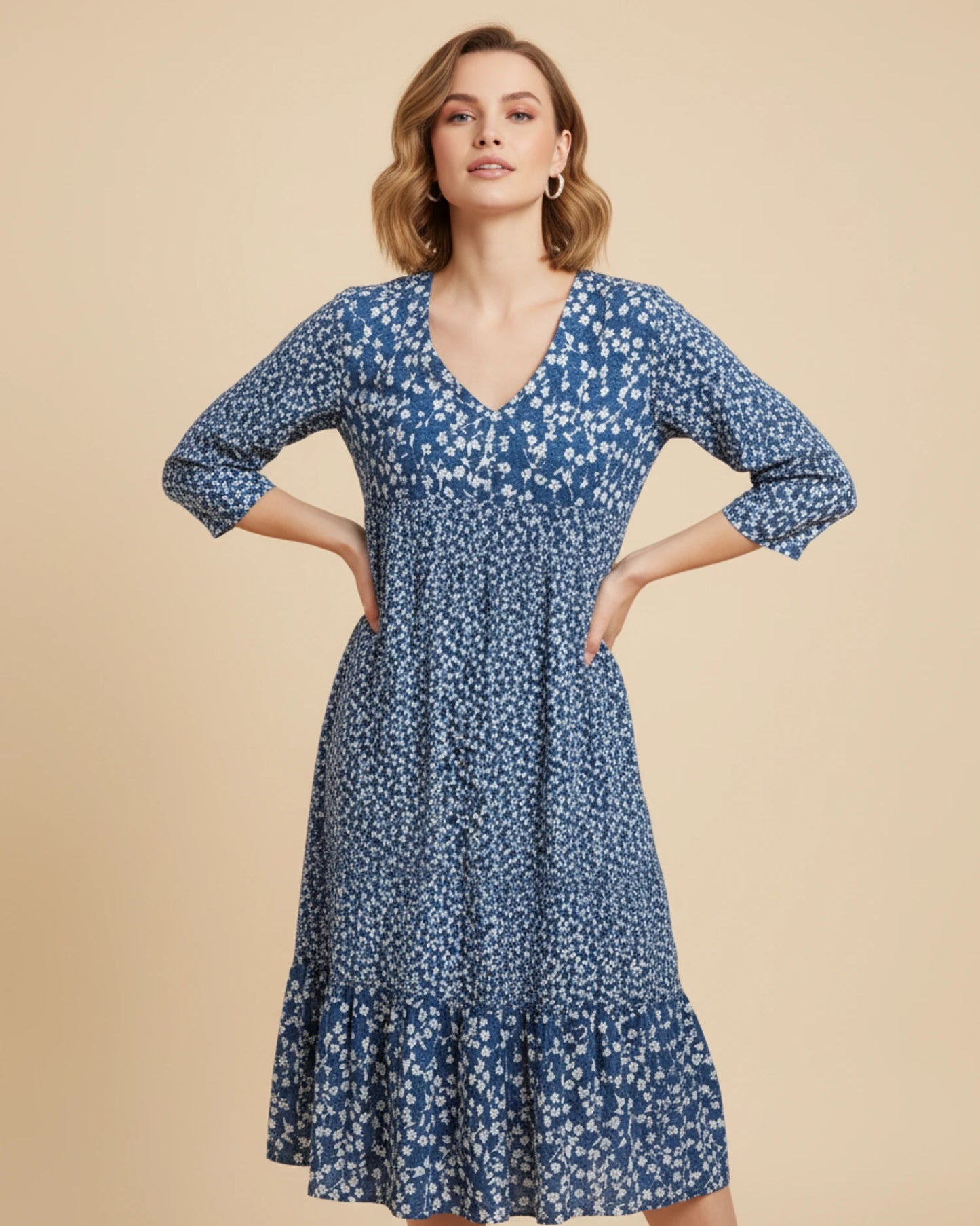 Women's Floral A-Line Midi Dress image