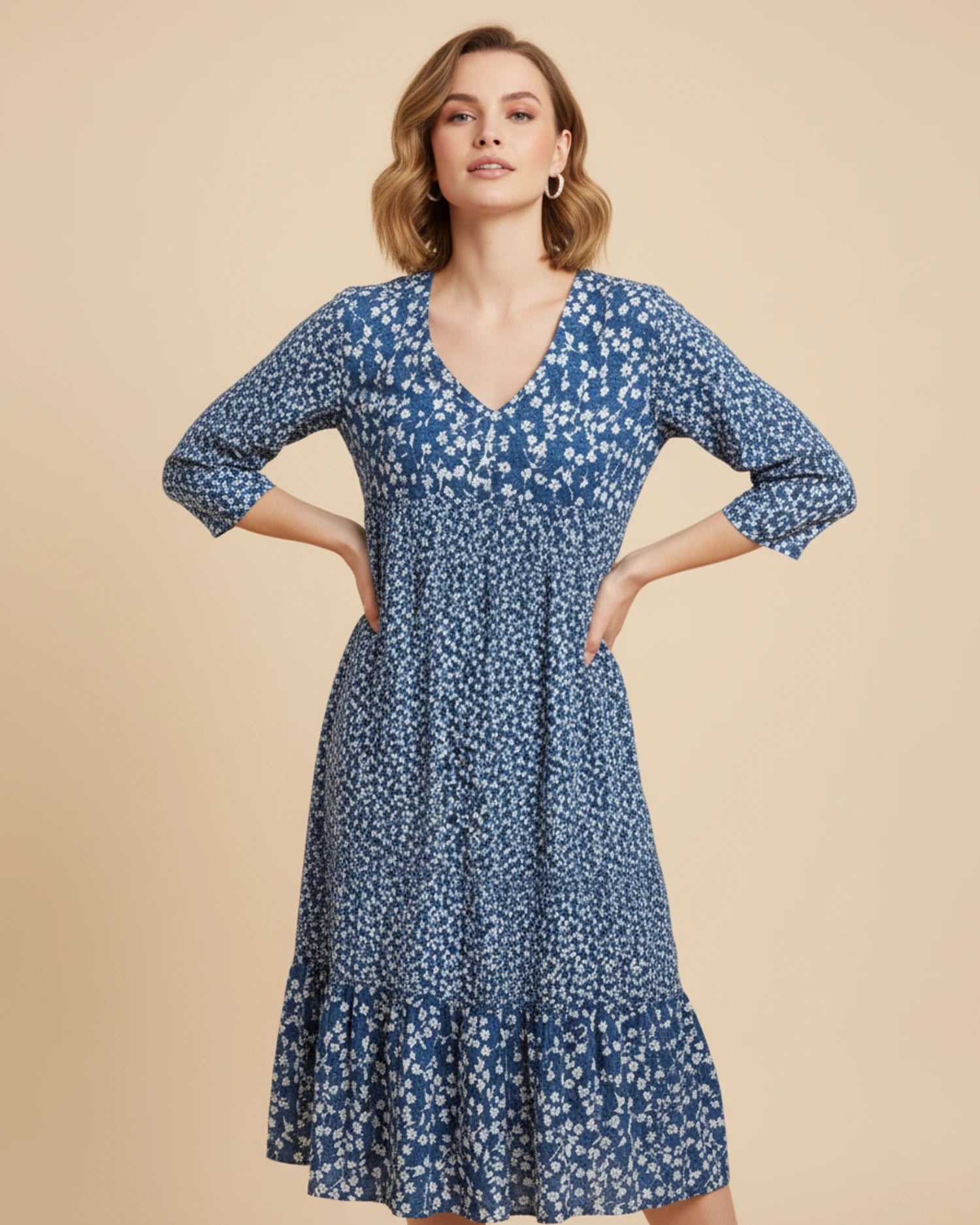 Women's Floral A-Line Midi Dress image
