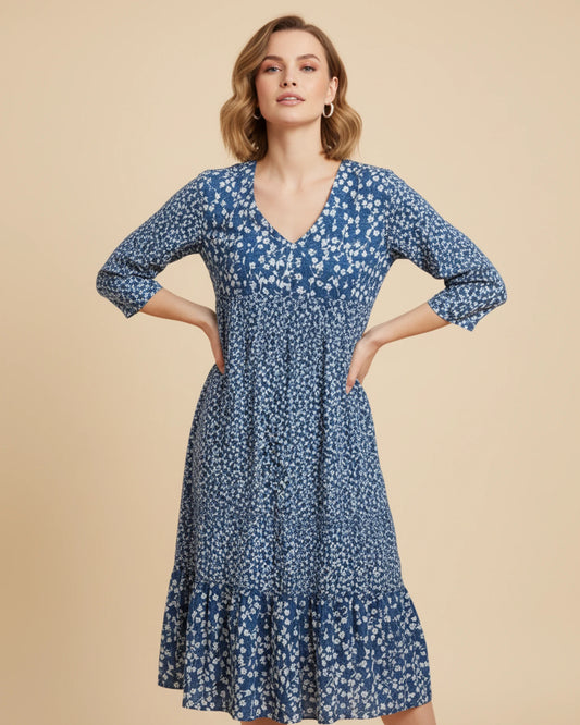 Women's Floral A-Line Midi Dress image