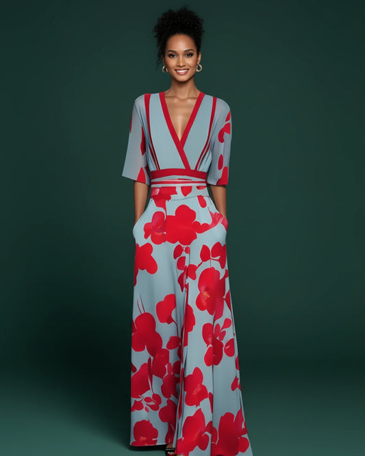 Women's Floral V-Neck Maxi Dress image