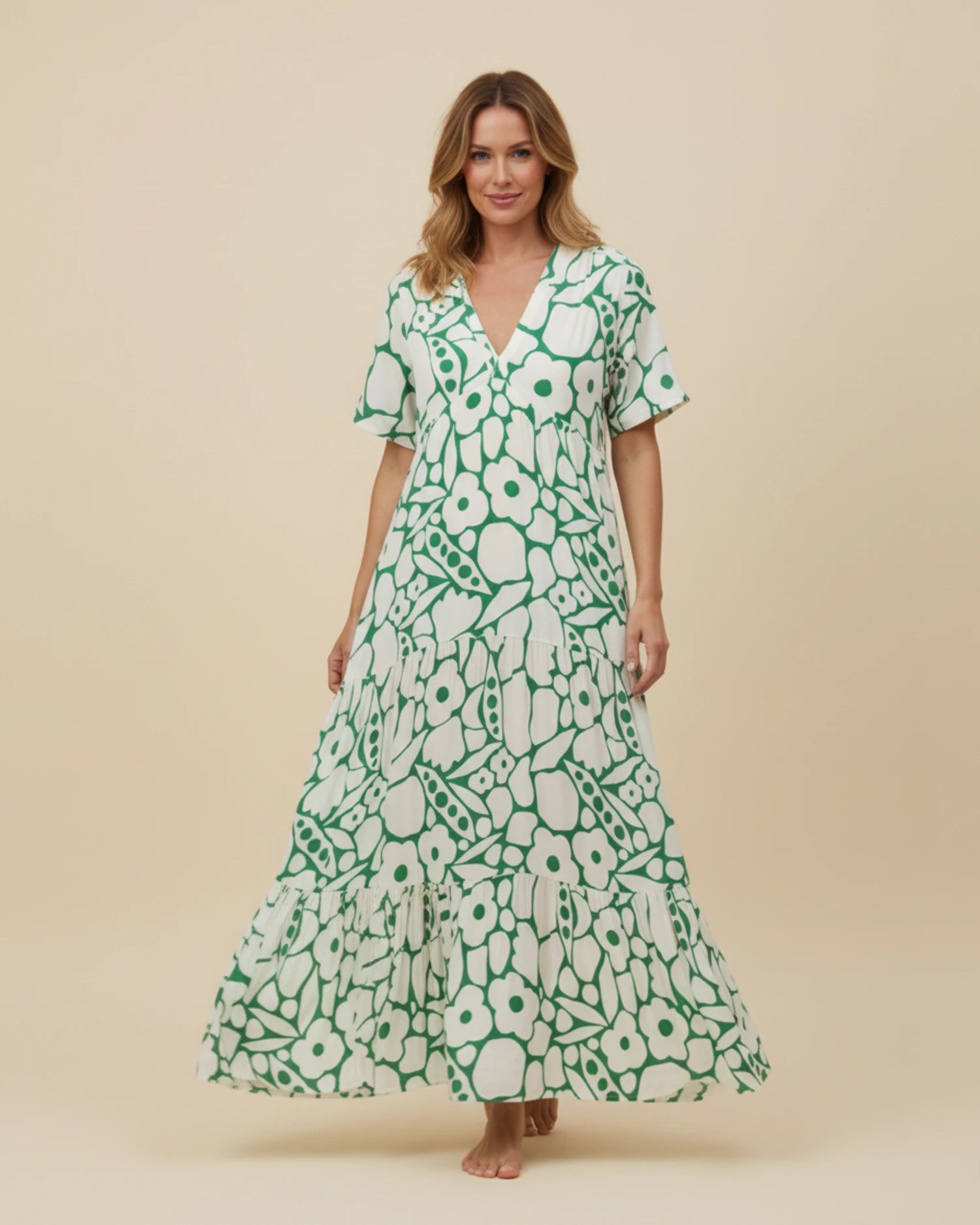 Women's Floral V-Neck Maxi Dress image