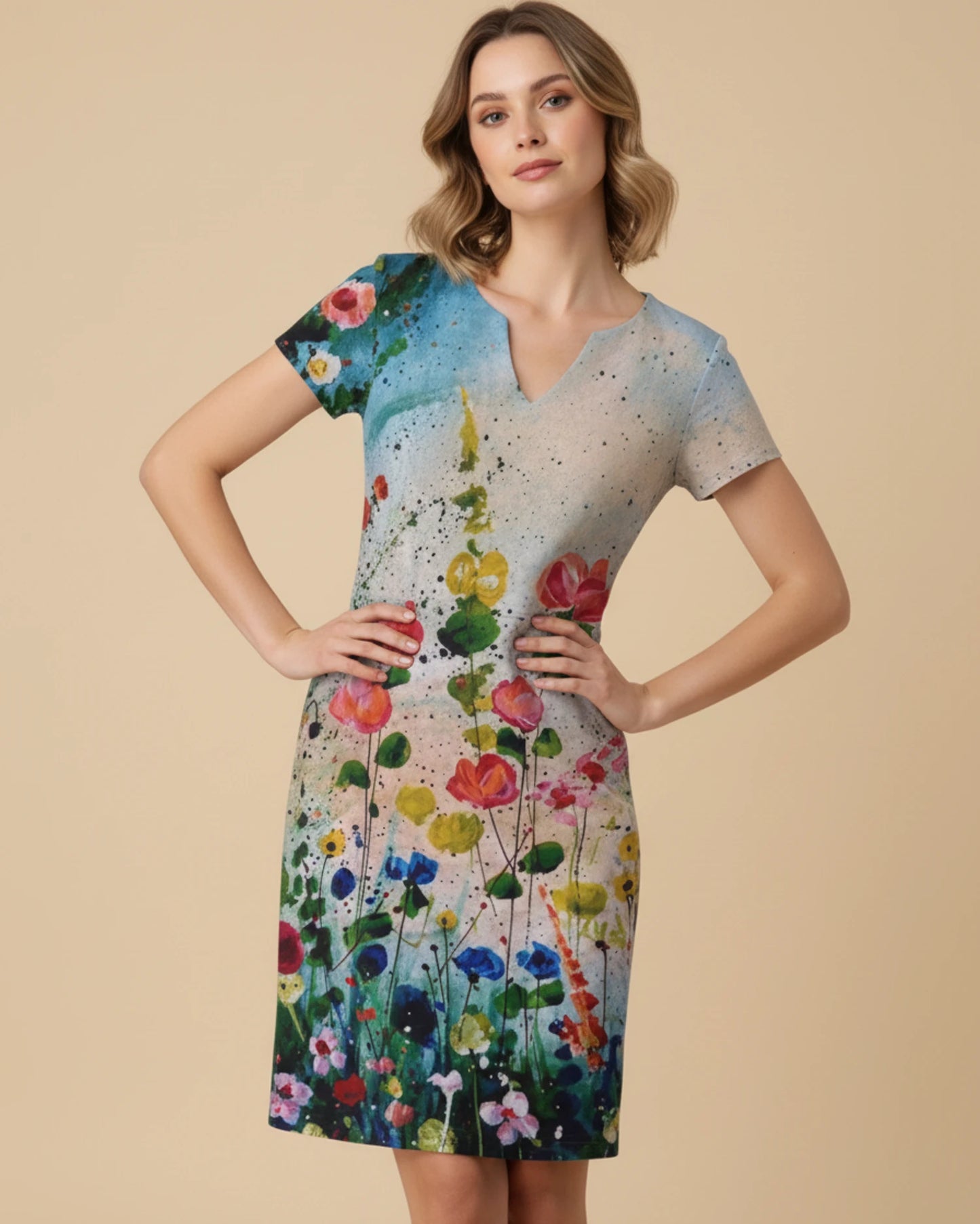 Women's Floral V-Neck Mini Dress image