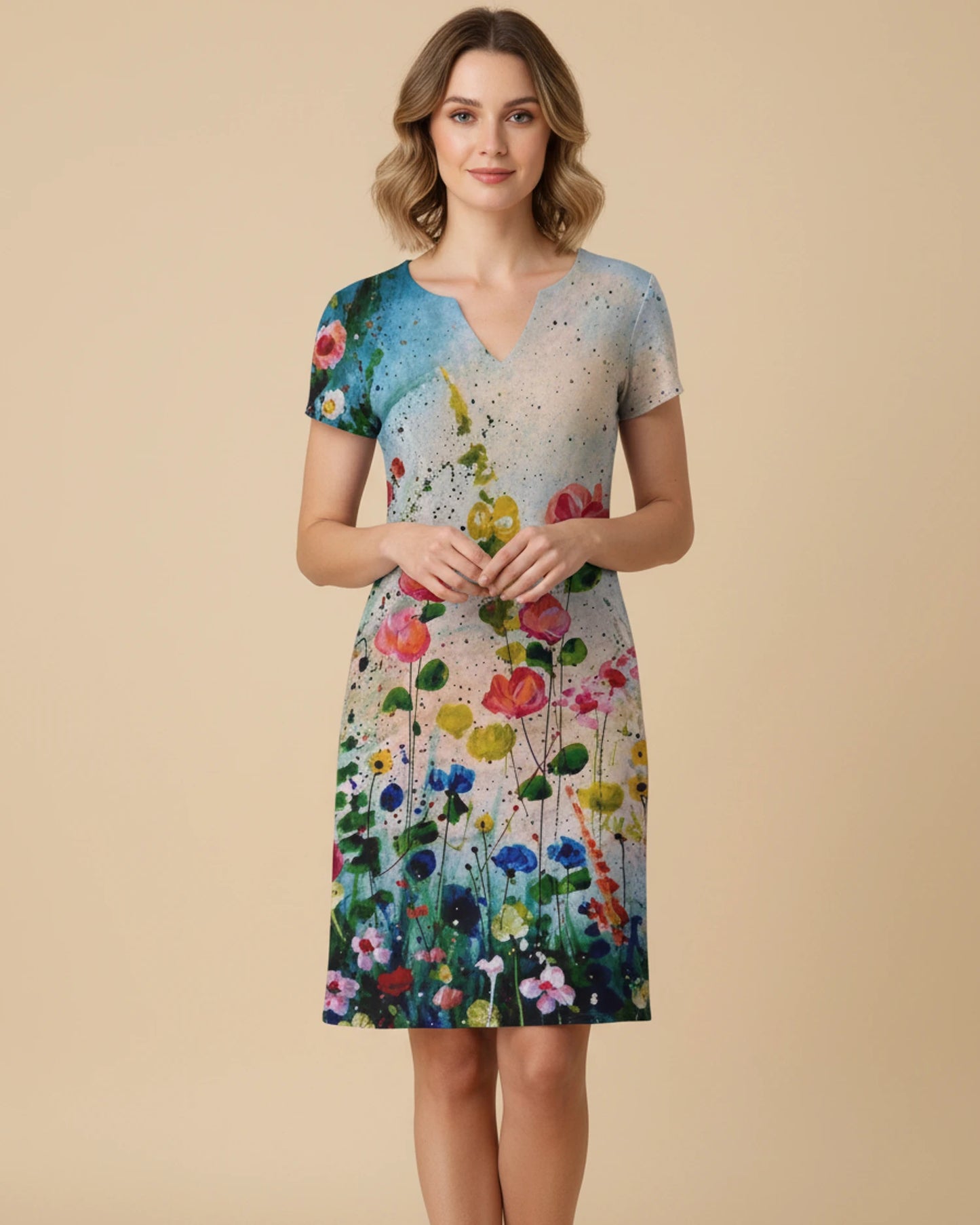 Women's Floral V-Neck Mini Dress image