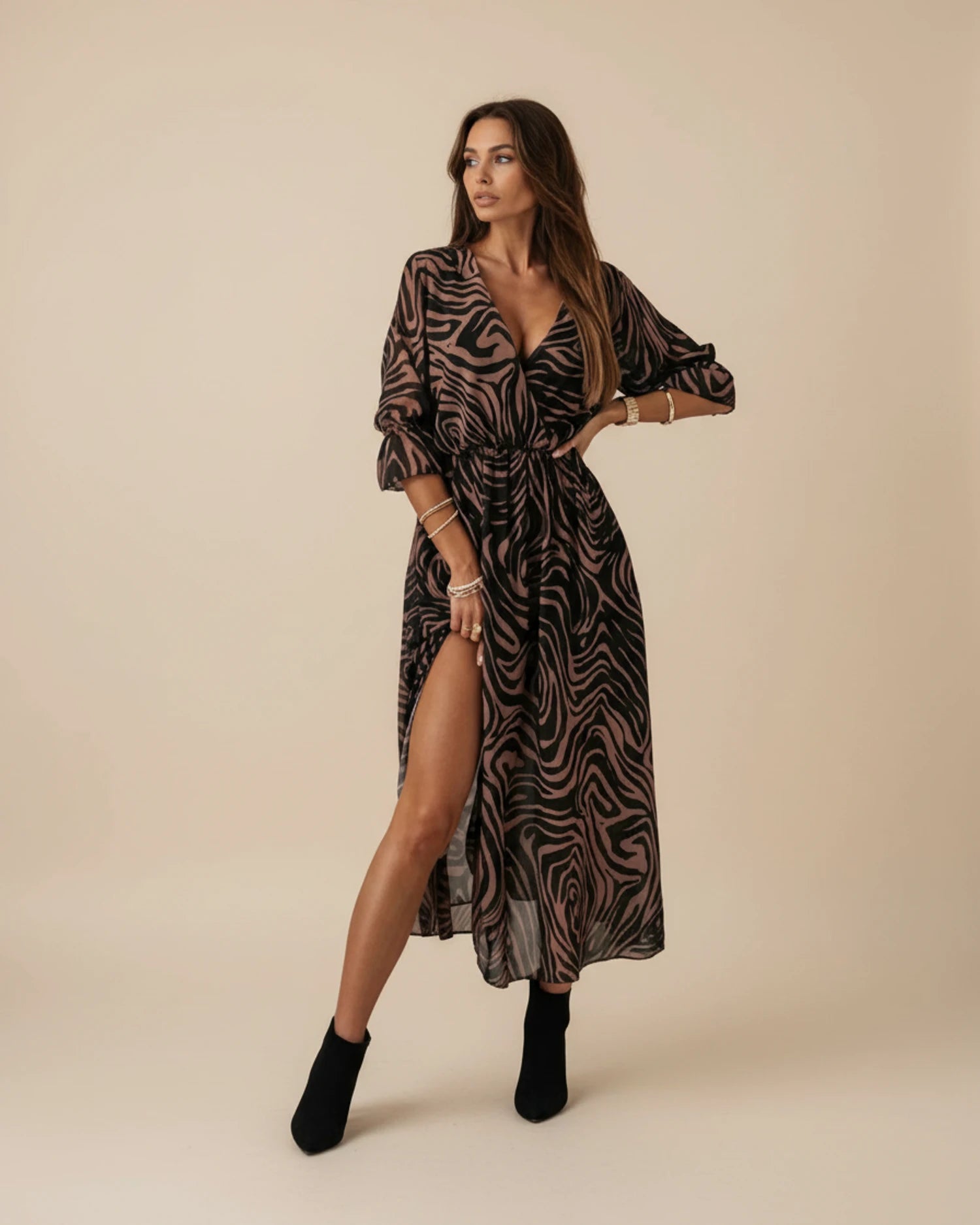 Women's Floral Wrap Midi Dress image