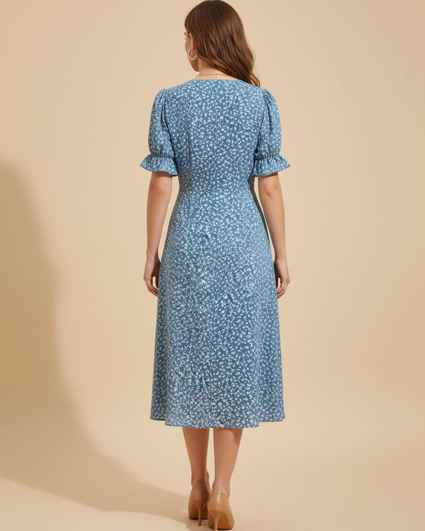 Women's Floral Wrap Midi Dress image