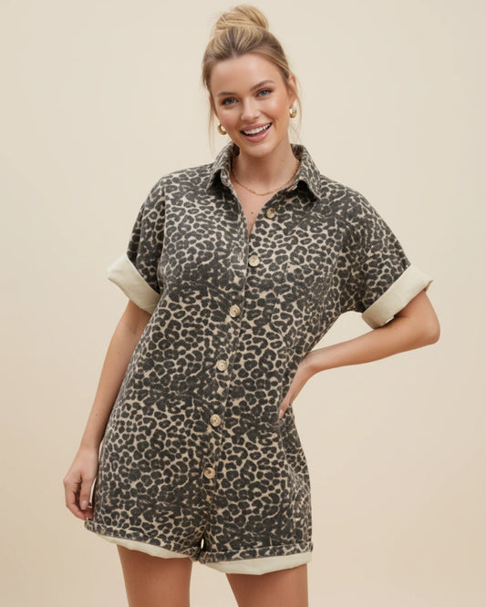 Women's Leopard Print Shirt Mini Dress image