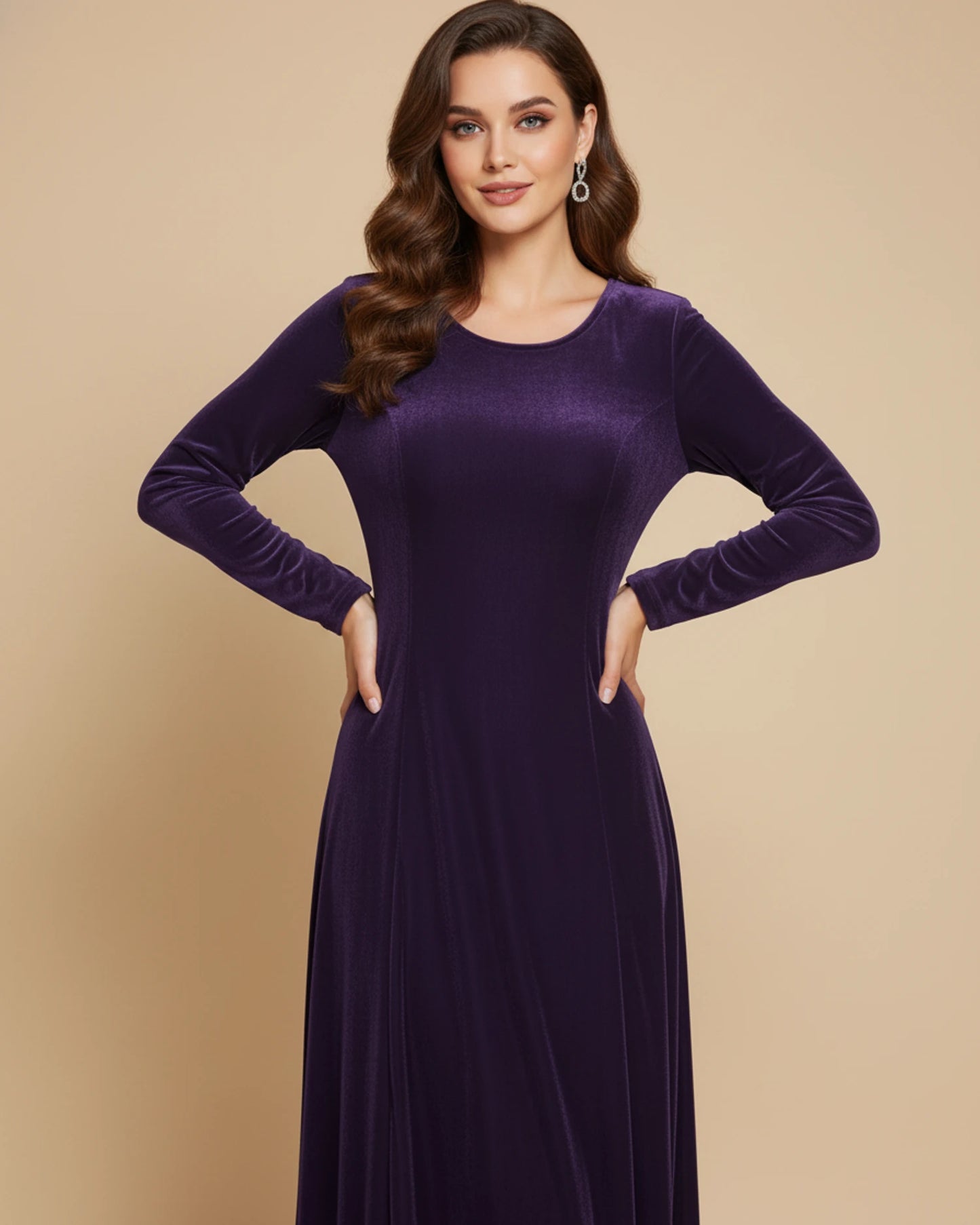Women's Long Sleeve A-Line Maxi Dress image