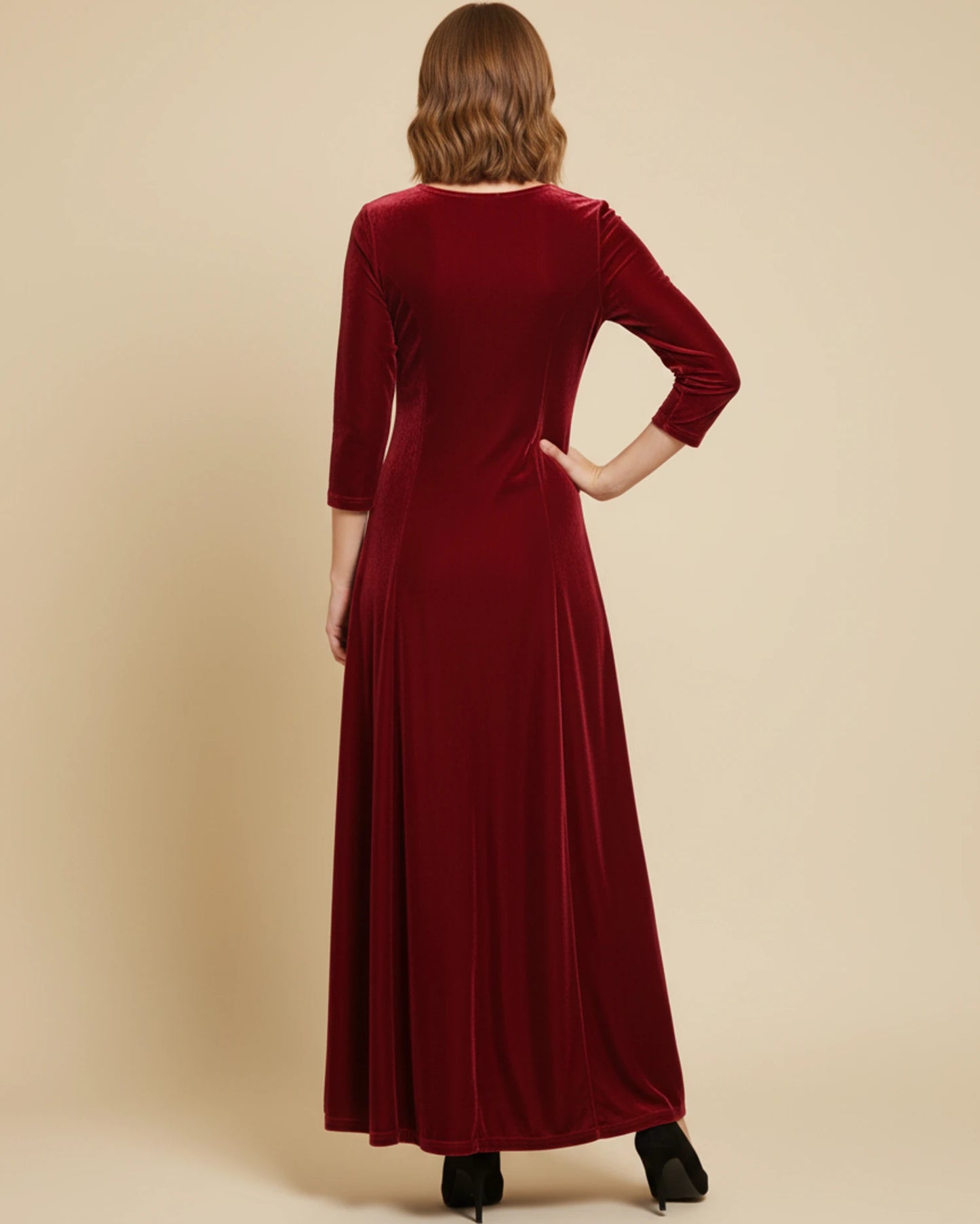 Women's Long Sleeve A-Line Maxi Dress image
