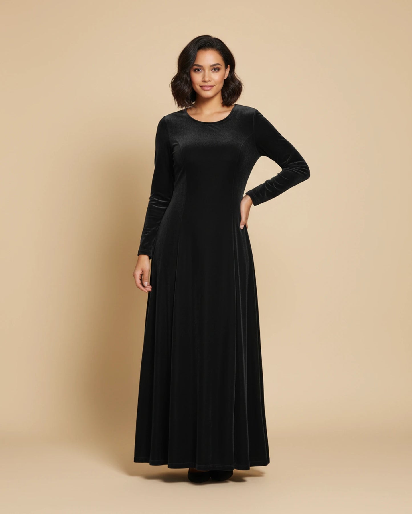 Women's Long Sleeve A-Line Maxi Dress image