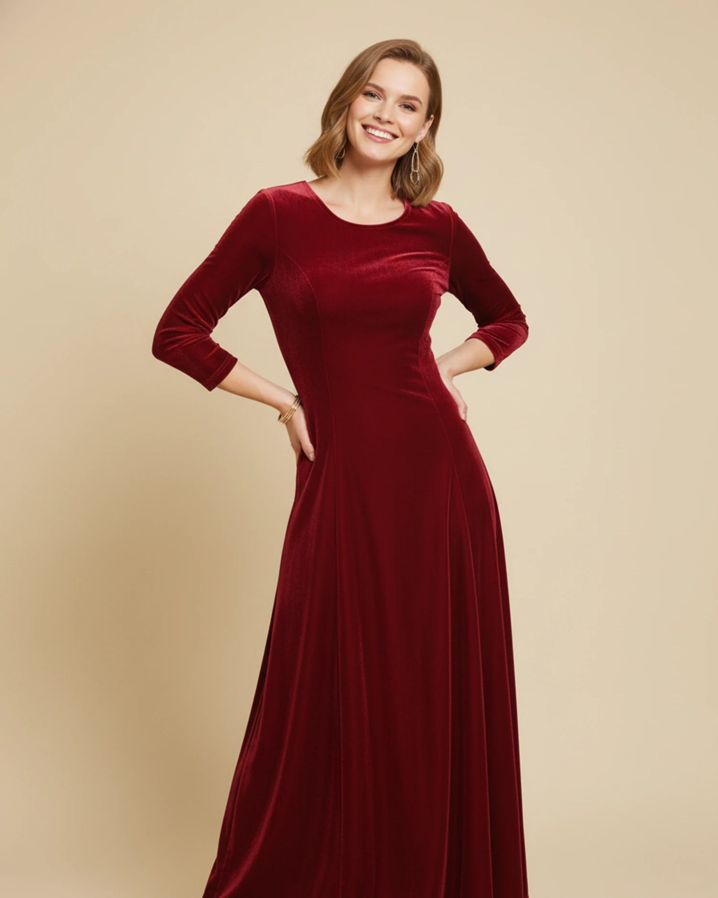 Women's Long Sleeve A-Line Maxi Dress image