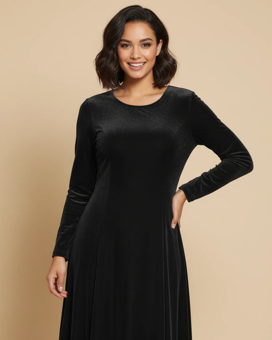 Women's Long Sleeve A-Line Maxi Dress image