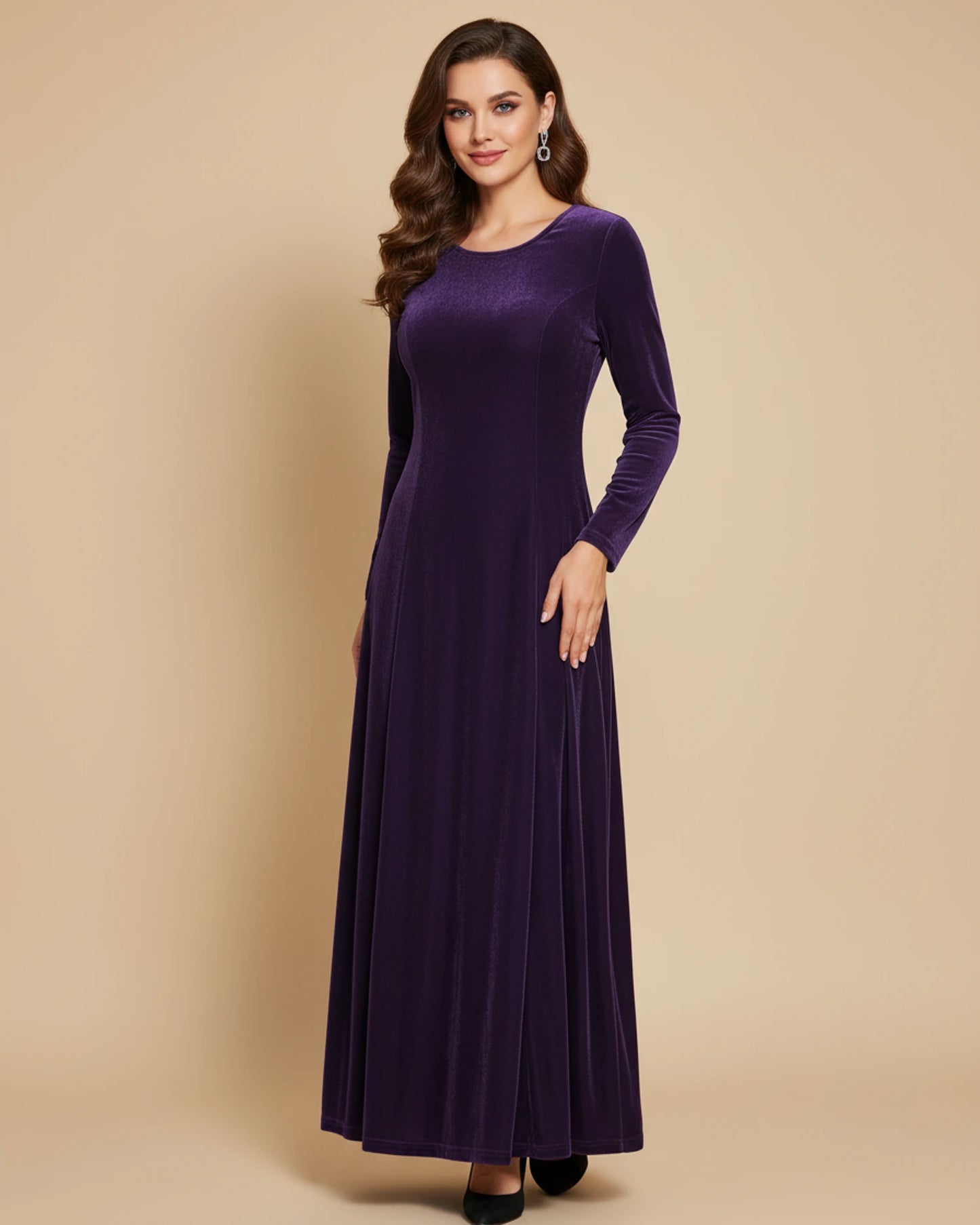Women's Long Sleeve A-Line Maxi Dress image
