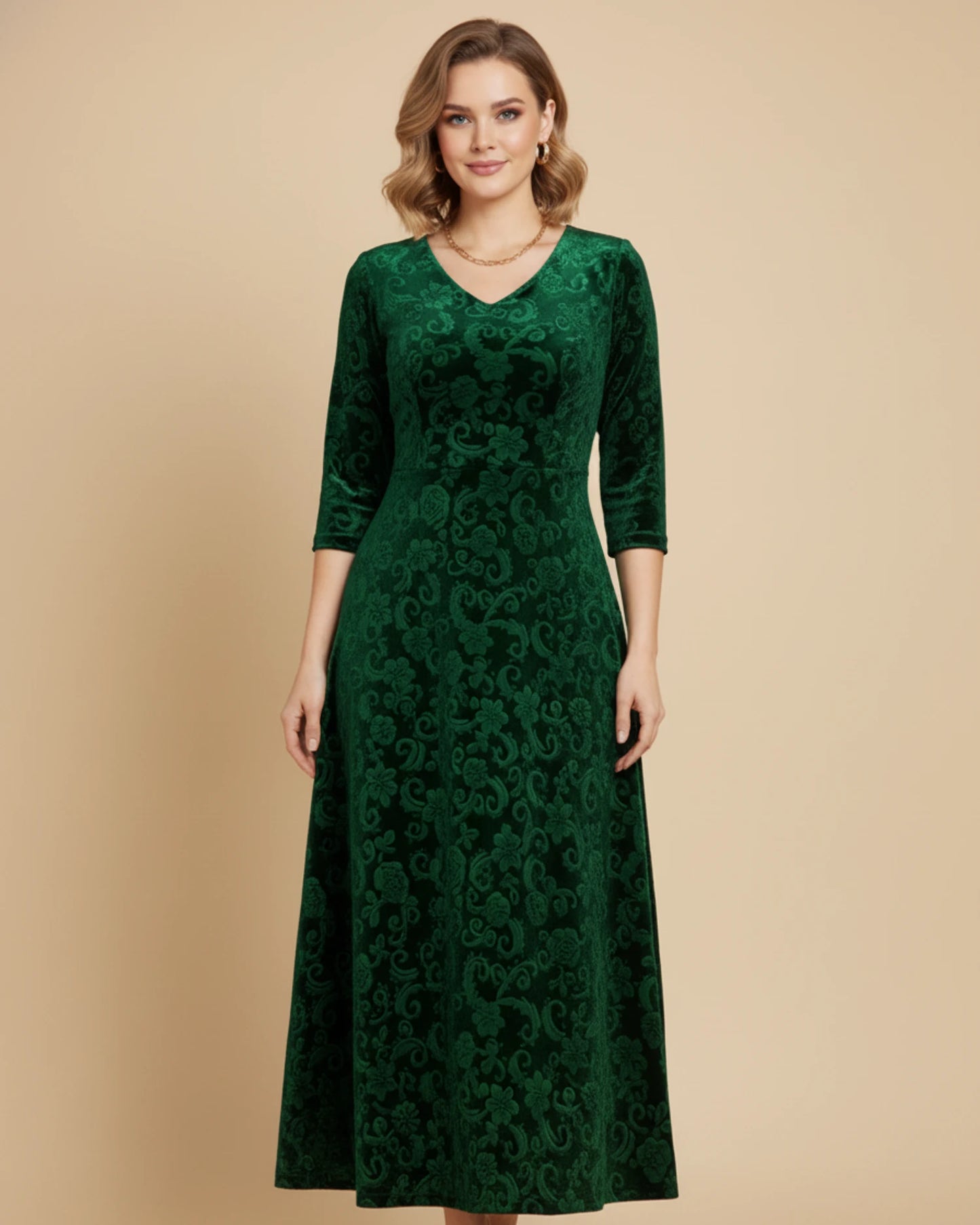 Women's Long Sleeve A-Line Midi Dress image