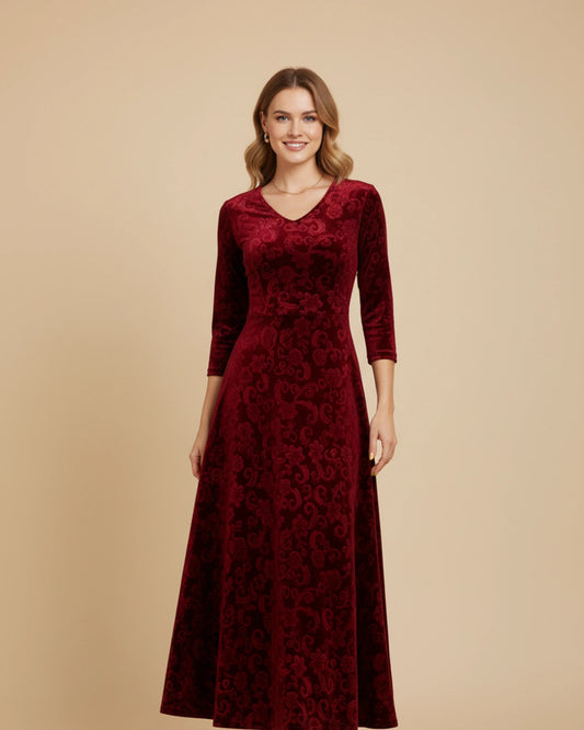 Women's Long Sleeve A-Line Midi Dress image