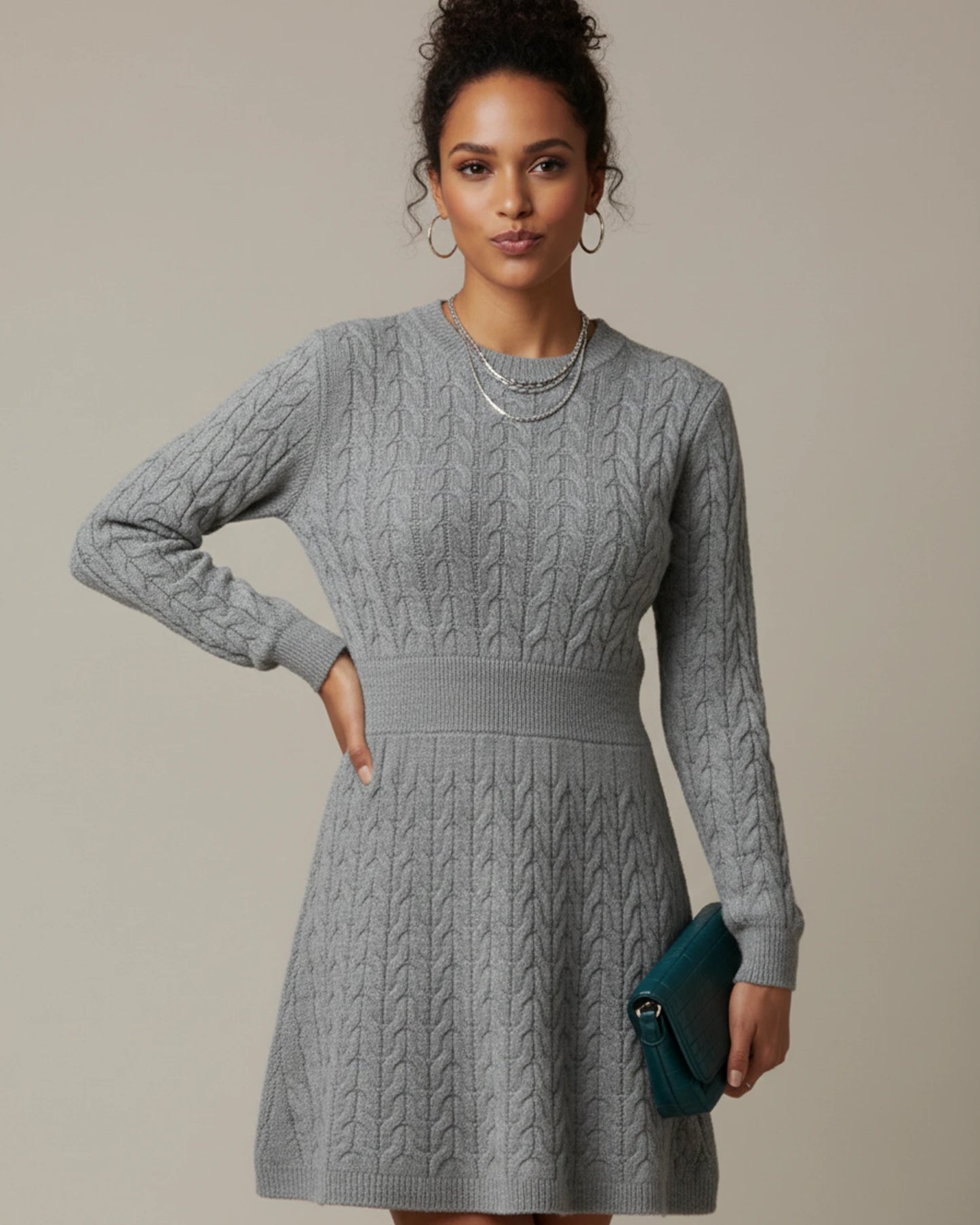 Women's Long Sleeve Fit & Flare Mini Dress image